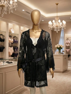 Black Lace Nighty 3-Piece Set