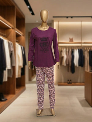 "Royal Plum" Long Sleeve Floral Night Suit