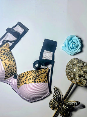 Wild Stripes: Leopard & Stripe Contrast Push-Up Bra