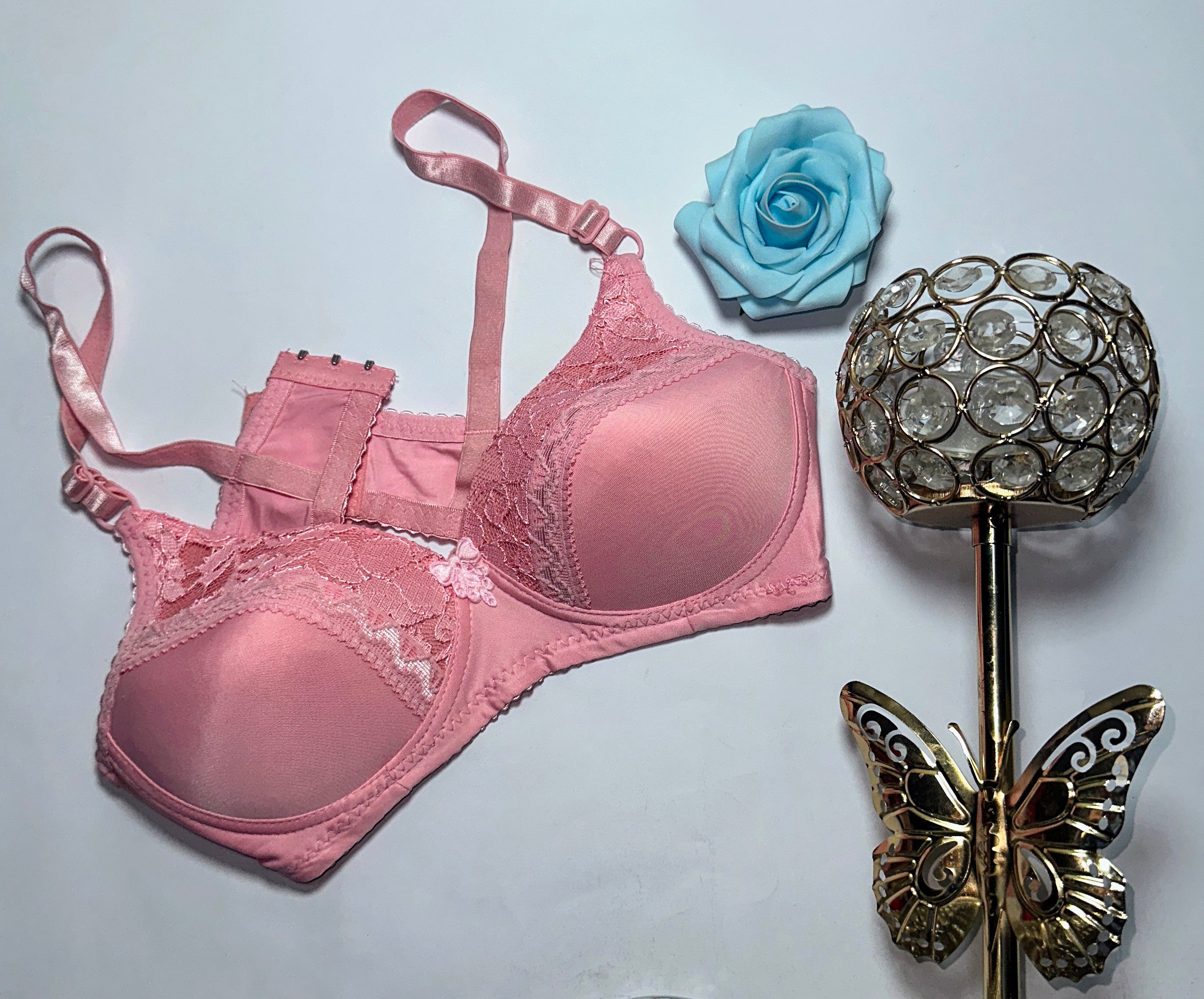 Blush Rose Lace-Trim Lingerie Set (2-Piece) Blush Rose Lace-Trim Lingerie Set (2-Piece)