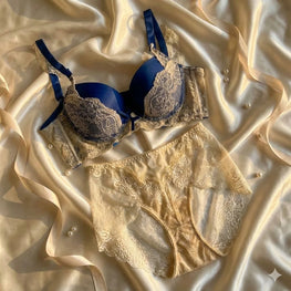 Royal Sapphire & Champagne Lace Lingerie Set