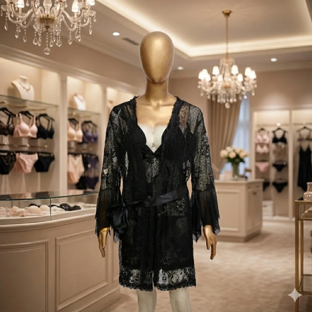 Black Lace Nighty 3-Piece Set