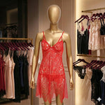 "Scarlet Seduction" Sheer Lace 2-Piece Nighty Set