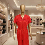 "Ruby Romance" Luxury Red Satin 5-Piece Nightwear Set