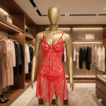 "Scarlet Seduction" Sheer Lace 2-Piece Nighty Set