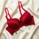 Premium Floral Lace Push-Up Bra – Underwire Support & Scalloped Edges