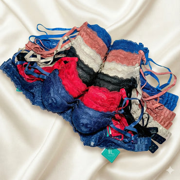 Premium Floral Lace Push-Up Bra – Underwire Support & Scalloped Edges