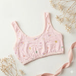 Girls' Soft Cotton Floral Training Bra – Wire-Free Beginner Crop Top