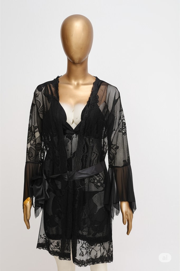 Black Lace Nighty 3-Piece Set