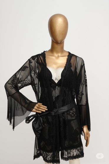 Black Lace Nighty 3-Piece Set