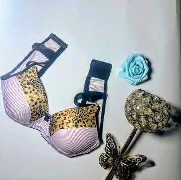 Wild Stripes: Leopard & Stripe Contrast Push-Up Bra