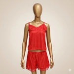 "Ruby Romance" Luxury Red Satin 5-Piece Nightwear Set