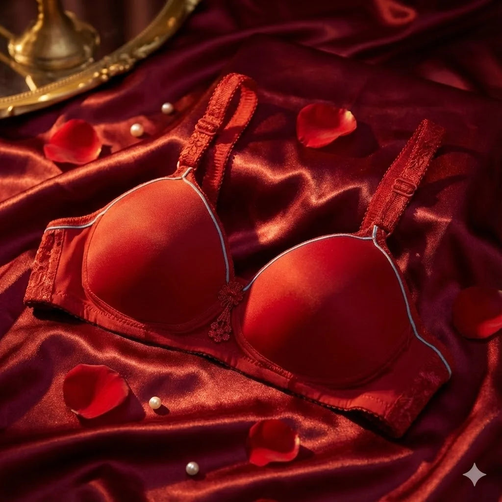 Modern Contrast Trim Push-Up Bra – Smooth Cup with Lace Wings