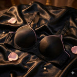 Modern Contrast Trim Push-Up Bra – Smooth Cup with Lace Wings