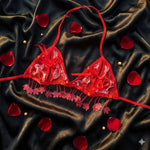 Sultry Lace Triangle Bralette with Shimmering Leaf Tassels