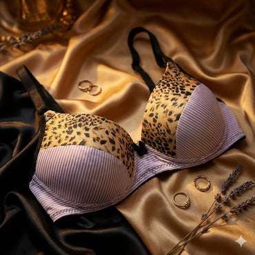 Wild Stripes: Leopard & Stripe Contrast Push-Up Bra