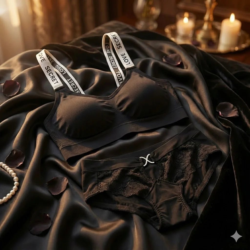 Love Secret Black Comfort Set - Bralette & Lace Panty